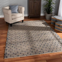 Baxton Studio Berries-NaturalBlue-Rug Baxton Studio Berries Modern and Contemporary Natural Brown and Blue Handwoven Jute Blend Area Rug